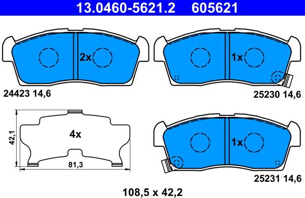 ATE 13.0460-5621.2 - Set placute frana,frana disc parts5.com