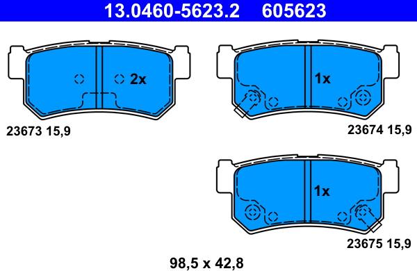 ATE 13.0460-5623.2 - Set placute frana,frana disc parts5.com