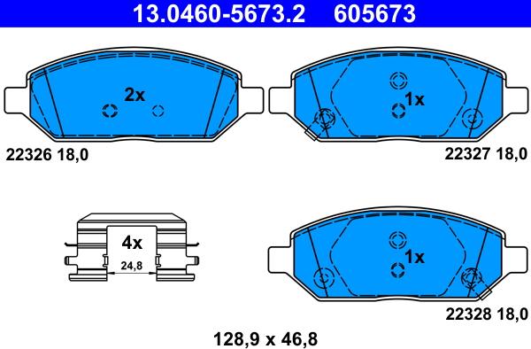 ATE 13.0460-5673.2 - Тормозные колодки, дисковые, комплект parts5.com