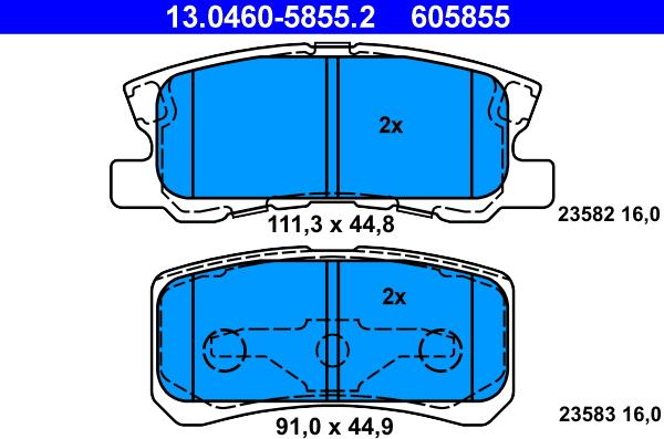 ATE 13.0460-5855.2 - Brake Pad Set, disc brake parts5.com