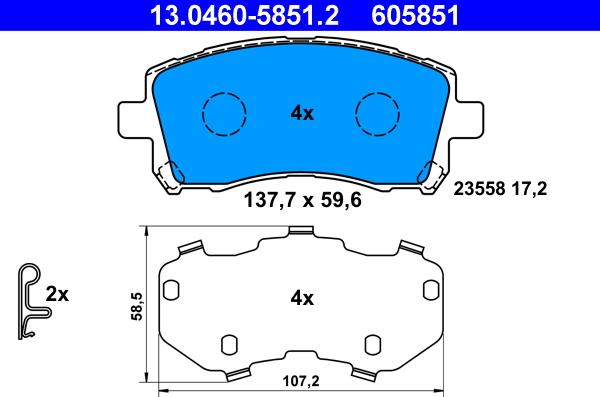 ATE 13.0460-5851.2 - Brake Pad Set, disc brake parts5.com