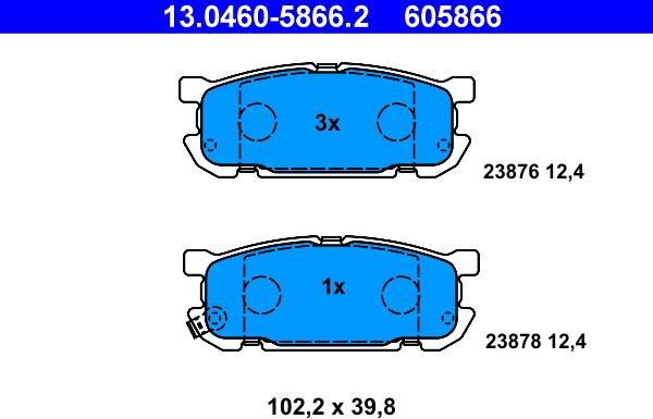 ATE 13.0460-5866.2 - Set placute frana,frana disc parts5.com