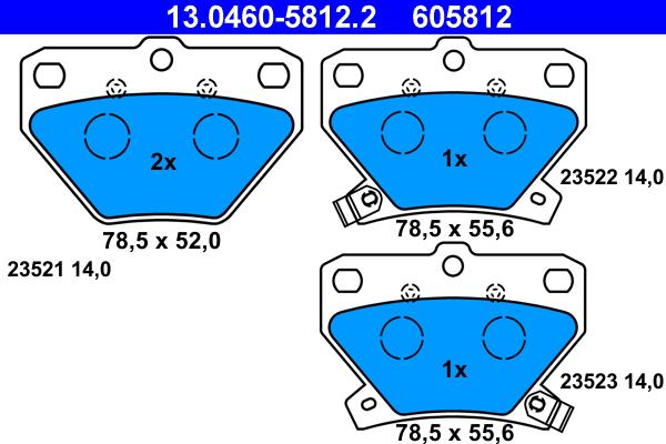 ATE 13.0460-5812.2 - Zestaw klocków hamulcowych, hamulce tarczowe parts5.com