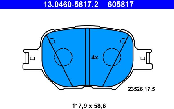 ATE 13.0460-5817.2 - Set placute frana,frana disc parts5.com