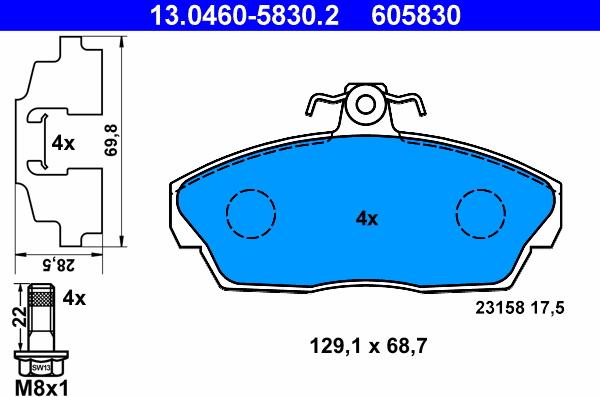 ATE 13.0460-5830.2 - Set placute frana,frana disc parts5.com