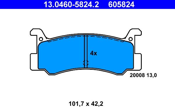 ATE 13.0460-5824.2 - Juego de pastillas de freno parts5.com