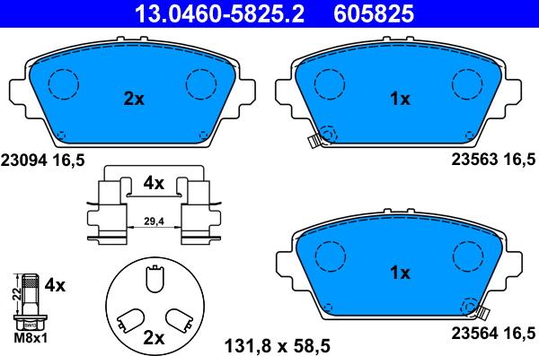 ATE 13.0460-5825.2 - Brake Pad Set, disc brake parts5.com