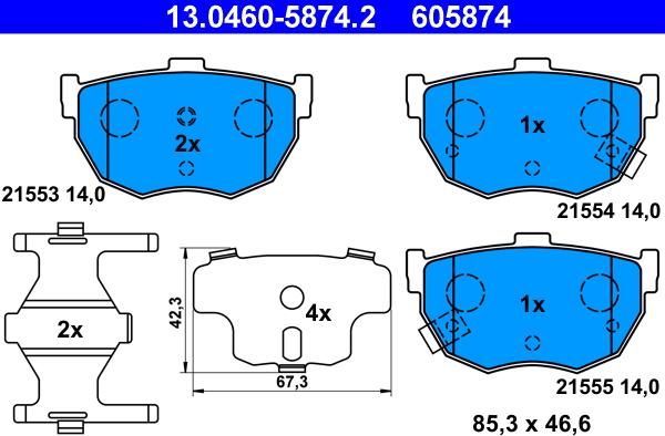 ATE 13.0460-5874.2 - Set placute frana,frana disc parts5.com