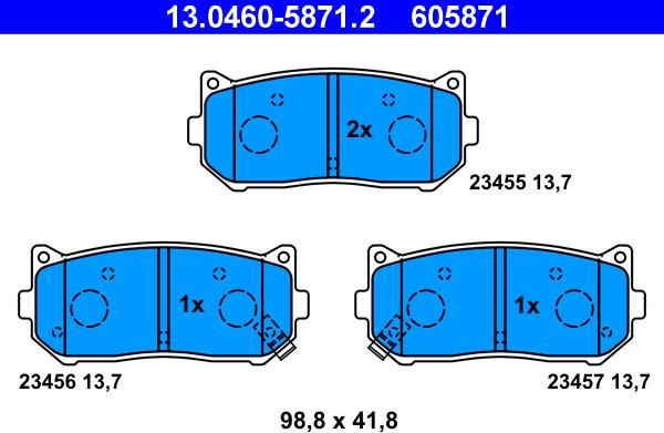 ATE 13.0460-5871.2 - Set placute frana,frana disc parts5.com