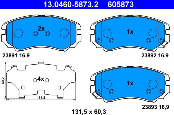 ATE 13.0460-5873.2 - Set placute frana,frana disc parts5.com