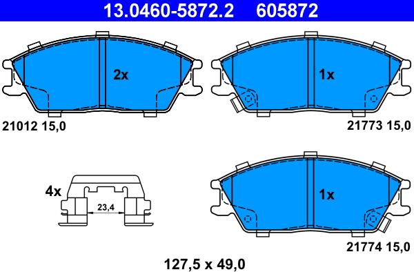 ATE 13.0460-5872.2 - Bremsbelagsatz, Scheibenbremse parts5.com