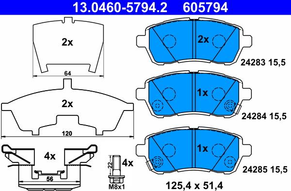 ATE 13.0460-5794.2 - Brake Pad Set, disc brake parts5.com