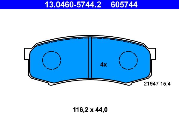 ATE 13.0460-5744.2 - Set placute frana,frana disc parts5.com