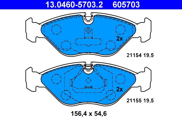 ATE 13.0460-5703.2 - Fékbetétkészlet, tárcsafék parts5.com