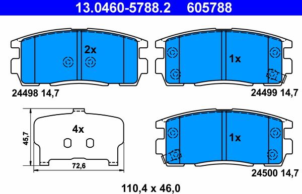 ATE 13.0460-5788.2 - Set placute frana,frana disc parts5.com