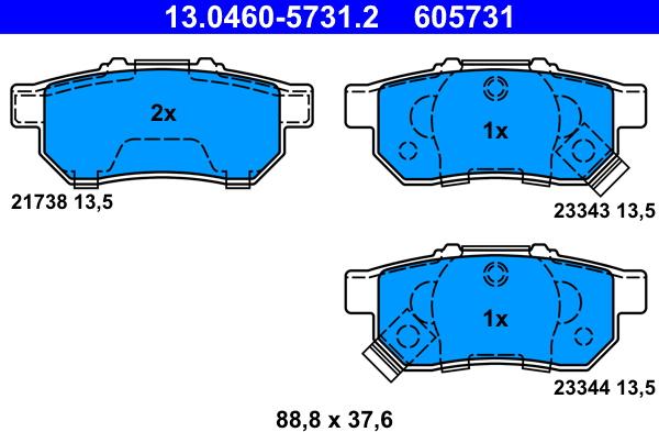 ATE 13.0460-5731.2 - Set placute frana,frana disc parts5.com