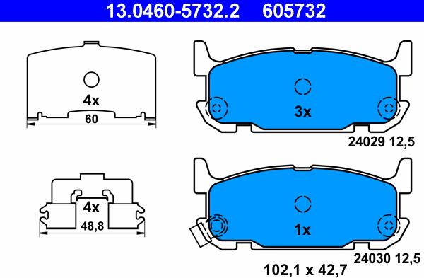 ATE 13.0460-5732.2 - Set placute frana,frana disc parts5.com