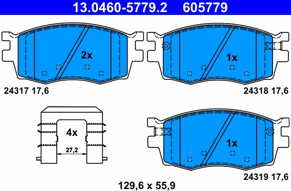 ATE 13.0460-5779.2 - Set placute frana,frana disc parts5.com