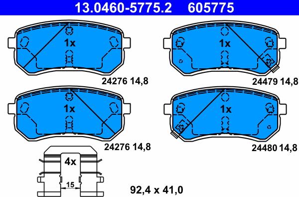 ATE 13.0460-5775.2 - Brake Pad Set, disc brake parts5.com