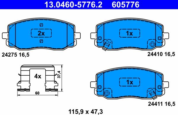 ATE 13.0460-5776.2 - Set placute frana,frana disc parts5.com