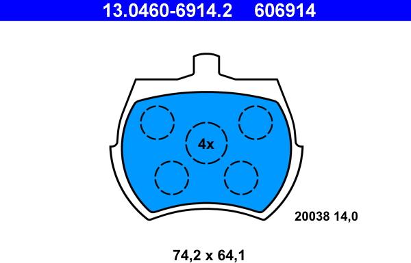 ATE 13.0460-6914.2 - Juego de pastillas de freno parts5.com