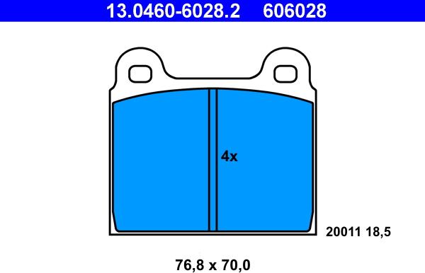 ATE 13.0460-6028.2 - Σετ τακάκια, δισκόφρενα parts5.com