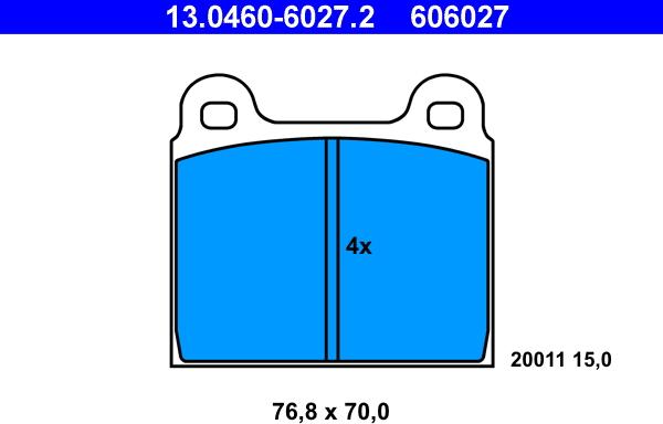 ATE 13.0460-6027.2 - Σετ τακάκια, δισκόφρενα parts5.com