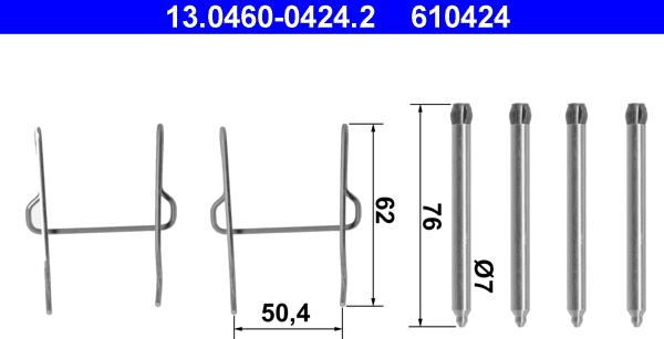 ATE 13.0460-0424.2 - Set accesorii, placute frana parts5.com