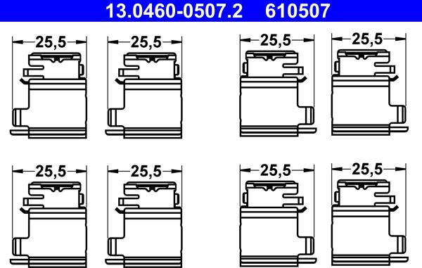 ATE 13.0460-0507.2 - Aksesuar seti, diskli fren balatası parts5.com