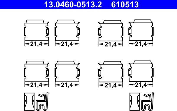 ATE 13.0460-0513.2 - Set accesorii, placute frana parts5.com