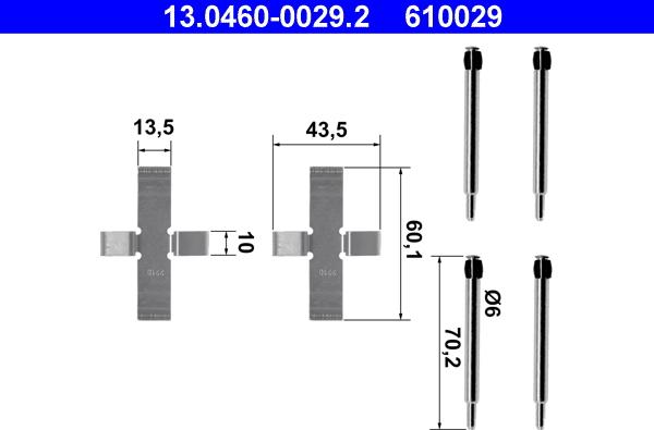 ATE 13.0460-0029.2 - Set accesorii, placute frana parts5.com