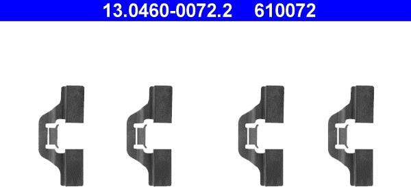 ATE 13.0460-0072.2 - Комплект принадлежности, дискови накладки parts5.com