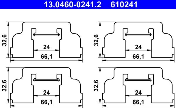 ATE 13.0460-0241.2 - Set accesorii, placute frana parts5.com