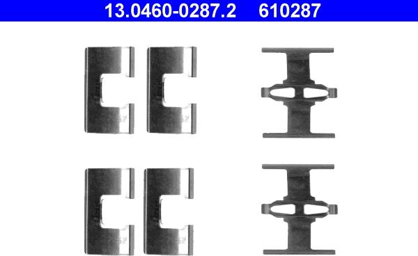 ATE 13.0460-0287.2 - Комплект принадлежности, дискови накладки parts5.com