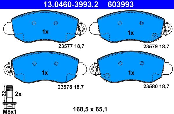 ATE 13.0460-3993.2 - Set placute frana,frana disc parts5.com