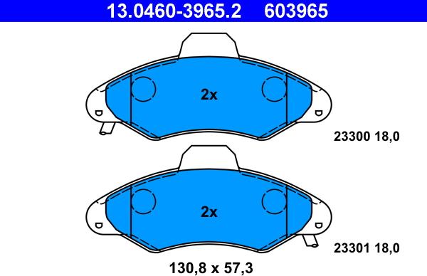 ATE 13.0460-3965.2 - Set placute frana,frana disc parts5.com