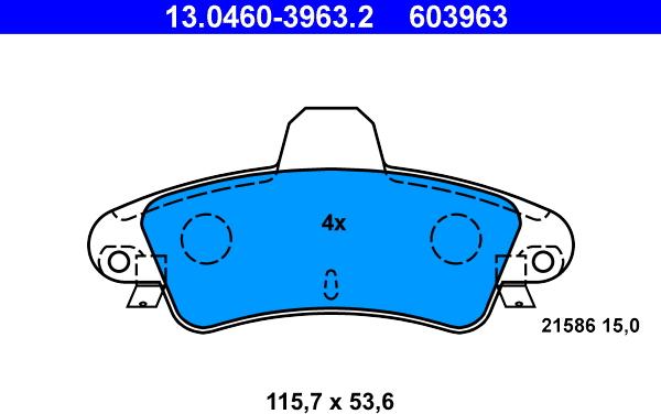 ATE 13.0460-3963.2 - Set placute frana,frana disc parts5.com