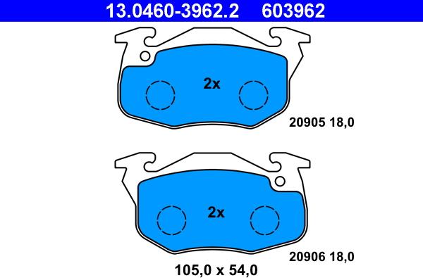 ATE 13.0460-3962.2 - Fékbetétkészlet, tárcsafék parts5.com