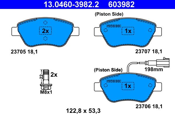 ATE 13.0460-3982.2 - Set placute frana,frana disc parts5.com