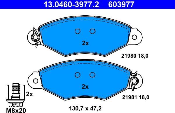 ATE 13.0460-3977.2 - Fren balata seti, diskli fren parts5.com