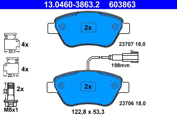 ATE 13.0460-3863.2 - Set placute frana,frana disc parts5.com