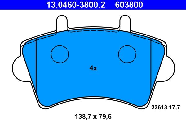 ATE 13.0460-3800.2 - Set placute frana,frana disc parts5.com