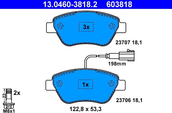 ATE 13.0460-3818.2 - Set placute frana,frana disc parts5.com