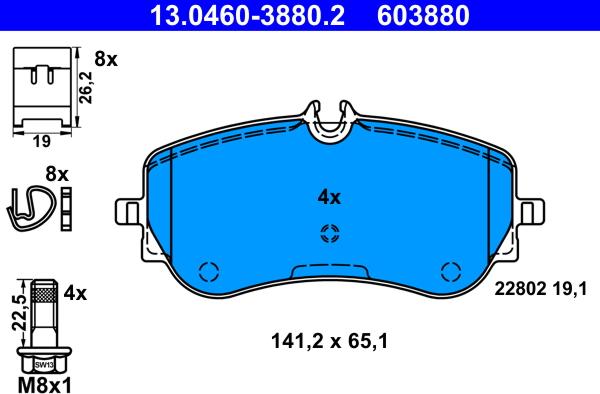 ATE 13.0460-3880.2 - Set placute frana,frana disc parts5.com