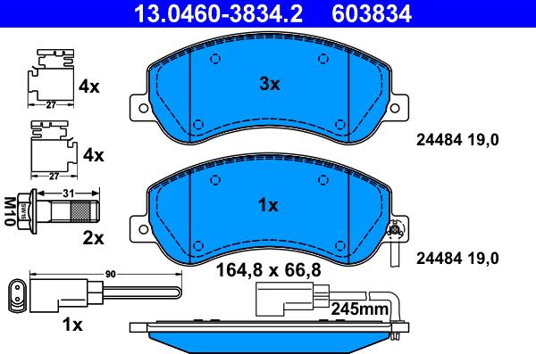 ATE 13.0460-3834.2 - Set placute frana,frana disc parts5.com