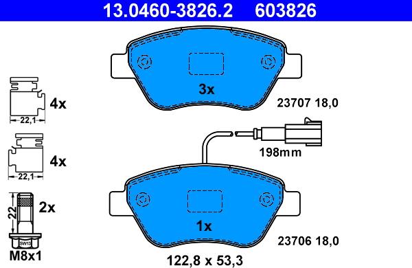 ATE 13.0460-3826.2 - Set placute frana,frana disc parts5.com