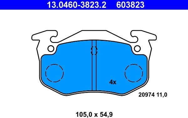 ATE 13.0460-3823.2 - Bremsbelagsatz, Scheibenbremse parts5.com