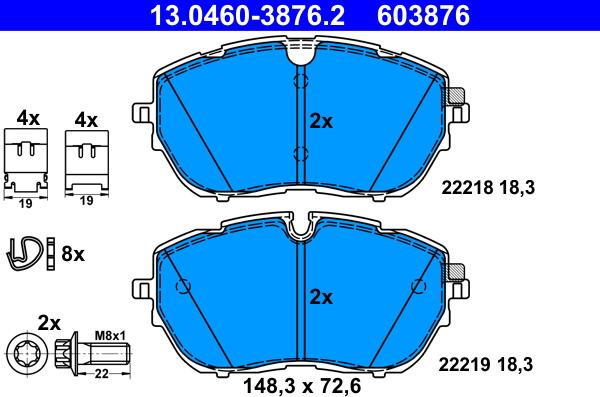 ATE 13.0460-3876.2 - Juego de pastillas de freno parts5.com