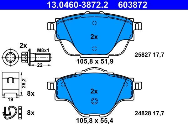 ATE 13.0460-3872.2 - Set placute frana,frana disc parts5.com