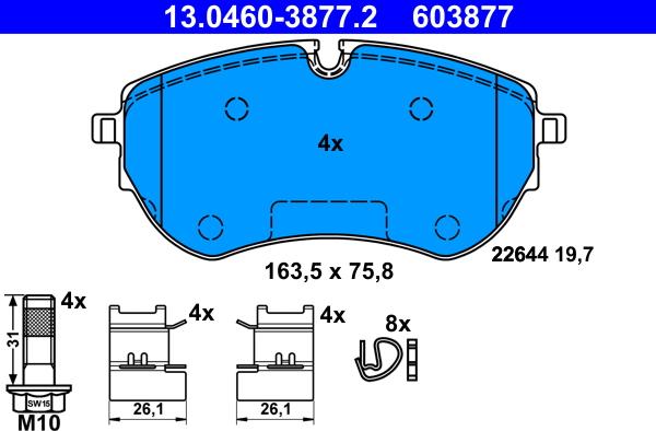 ATE 13.0460-3877.2 - Set placute frana,frana disc parts5.com